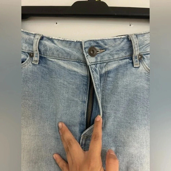 PAIGE High Rise Distressed Denim Mini Skirt Y2K Western Coastal Cowgirl size 30 - Picture 5 of 9